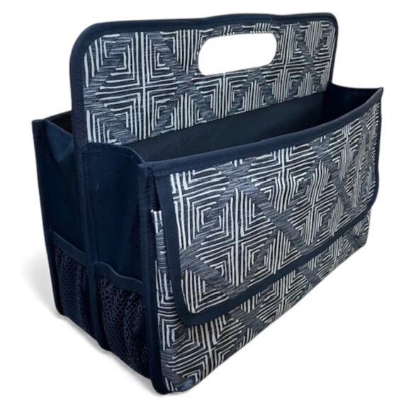 Thirty One Double Duty Caddy Windswept Diamonds Storage Organize Bag Tote Blue - Picture 4 of 8